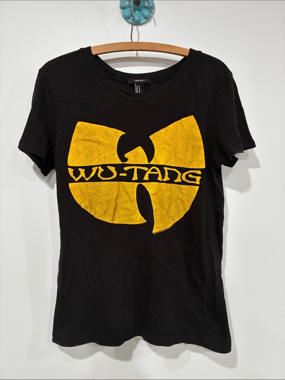 Forever 21 Black Tee with Yellow Wu-Tang Logo